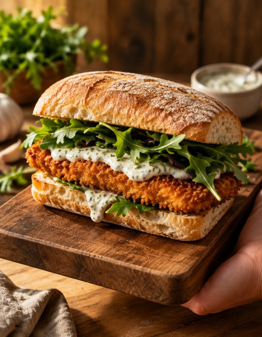 כריך שניצל עם LEMON GARLIC CONFIT AIOLI